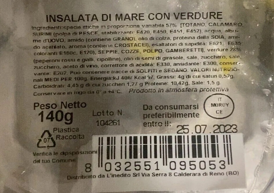Insalata di mare con verdure
