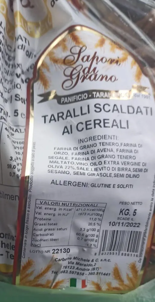 Taralli scaldati cereali