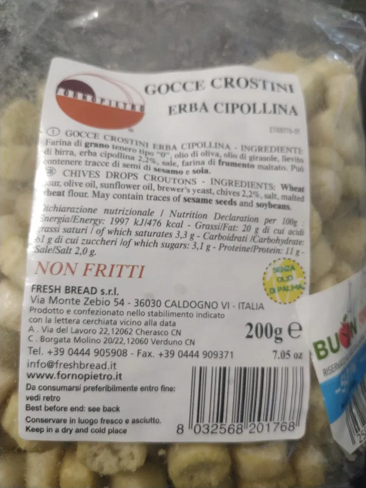 Gocce crostini erba cipollina
