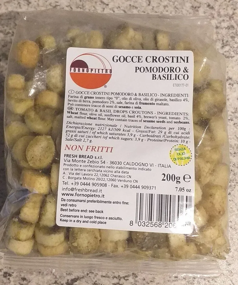 Gocce Crostini pomodoro e basilico