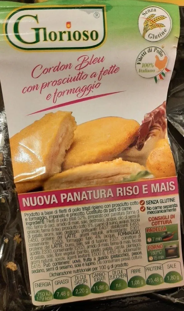Cordon bleu con prosciutto a fette e formaggio