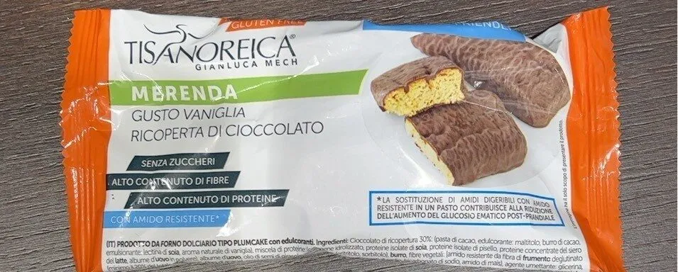 Merenda gusto vaniglia ricoperta di cioccolato