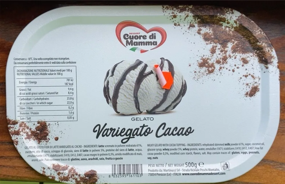 Gelato variegato al cacao