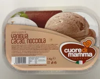 Gelato al gusto di vaniglia cacao, nocciola