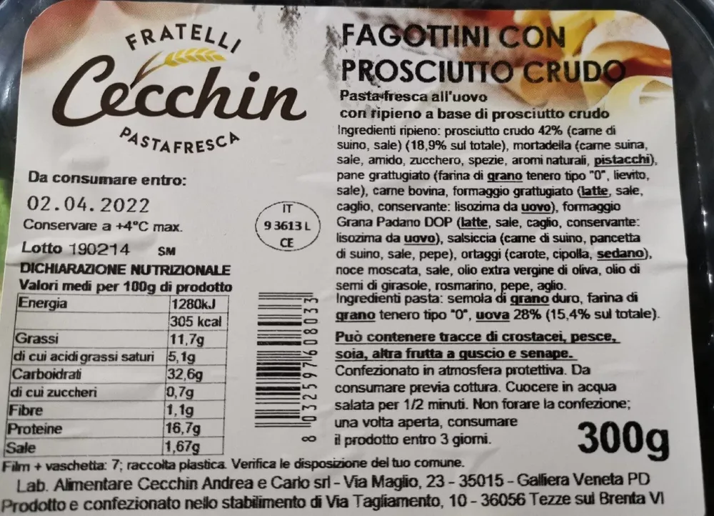Fagottini con prosciutto crudo