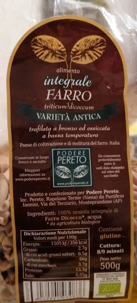 Pasta integrale farro