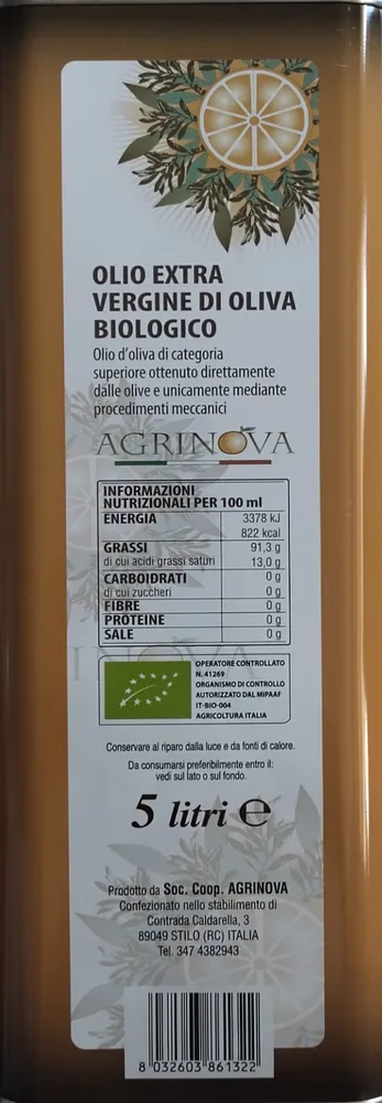 Olio extra vergine d'oliva biologico