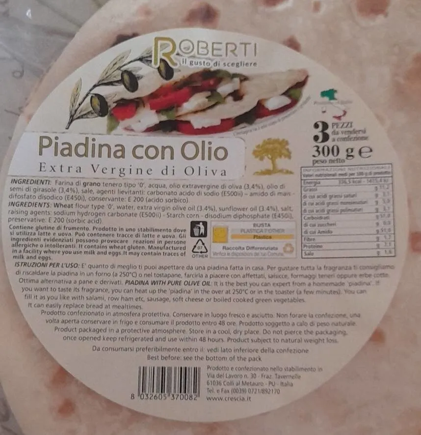 Piadina con olio