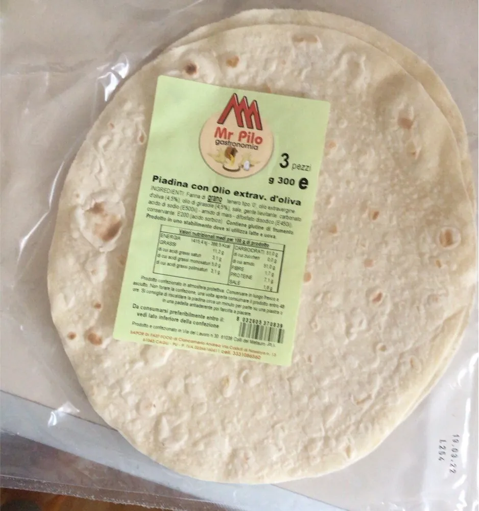 Piadina con olio extrav. D’oliva