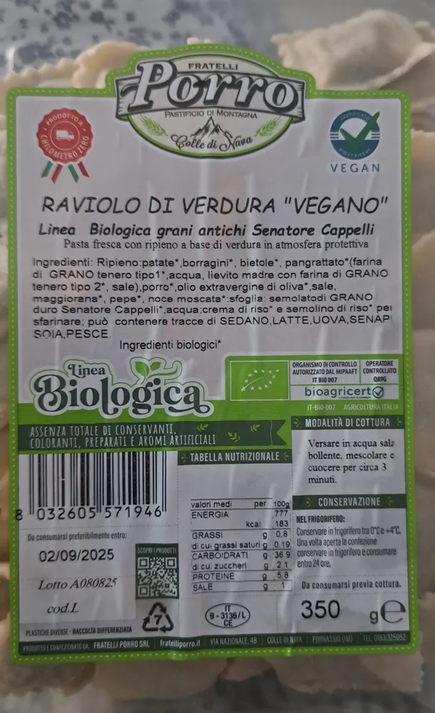 Raviolo di verdura "vegano"