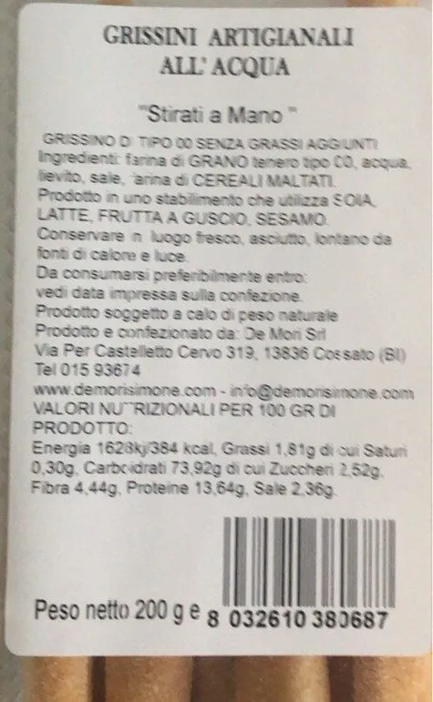 Grissini all’acqua artigianali