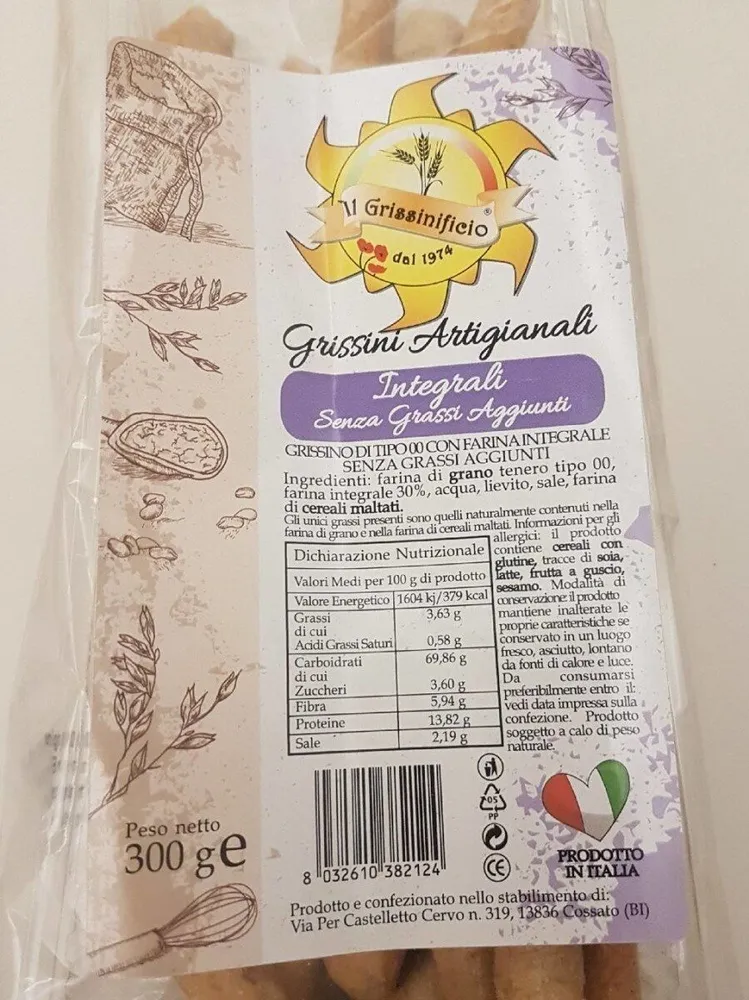 Grissini integrali artigianali