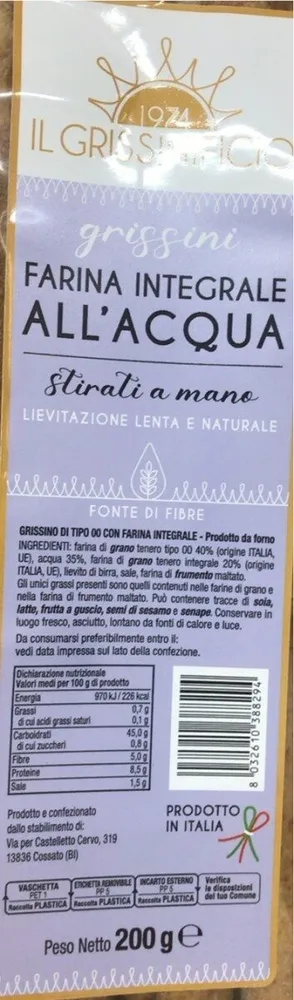 Grissini farina integrale