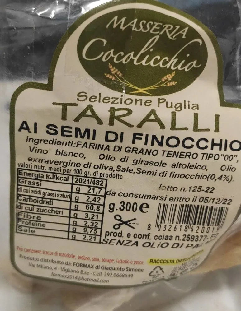Taralli ai semi di finocchio