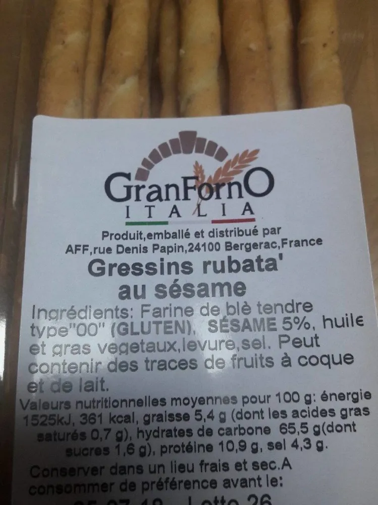 Gressins rubata au sésame