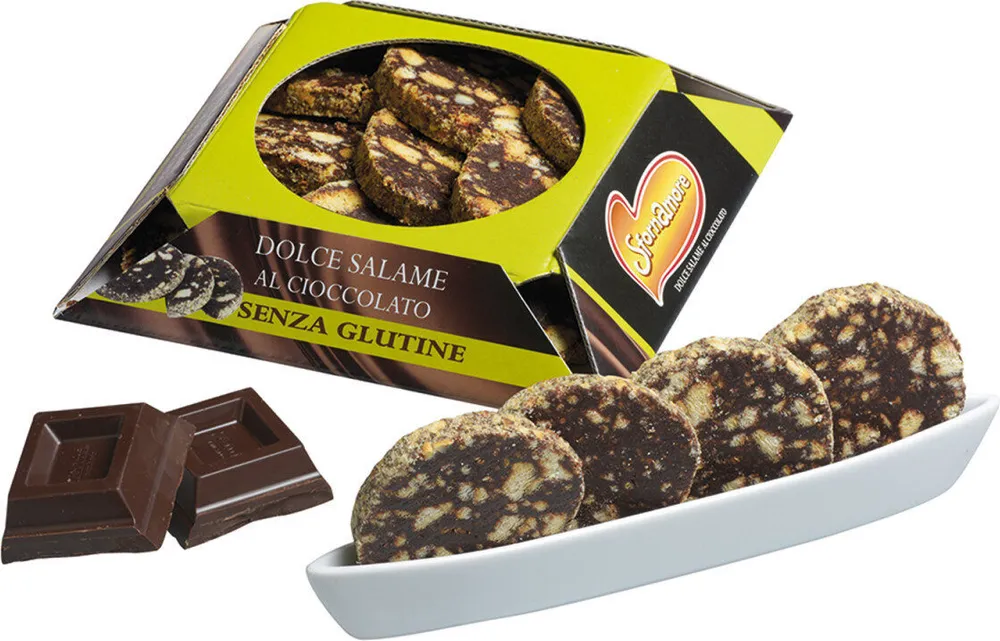 Dolce salame al cioccolato a fette senza glutine