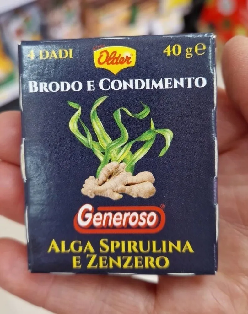 Brodo e condimento alga spirulina e zenzero