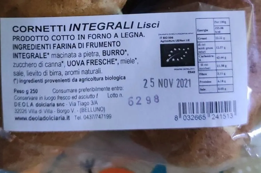 Cornetti integrali lisci Bio