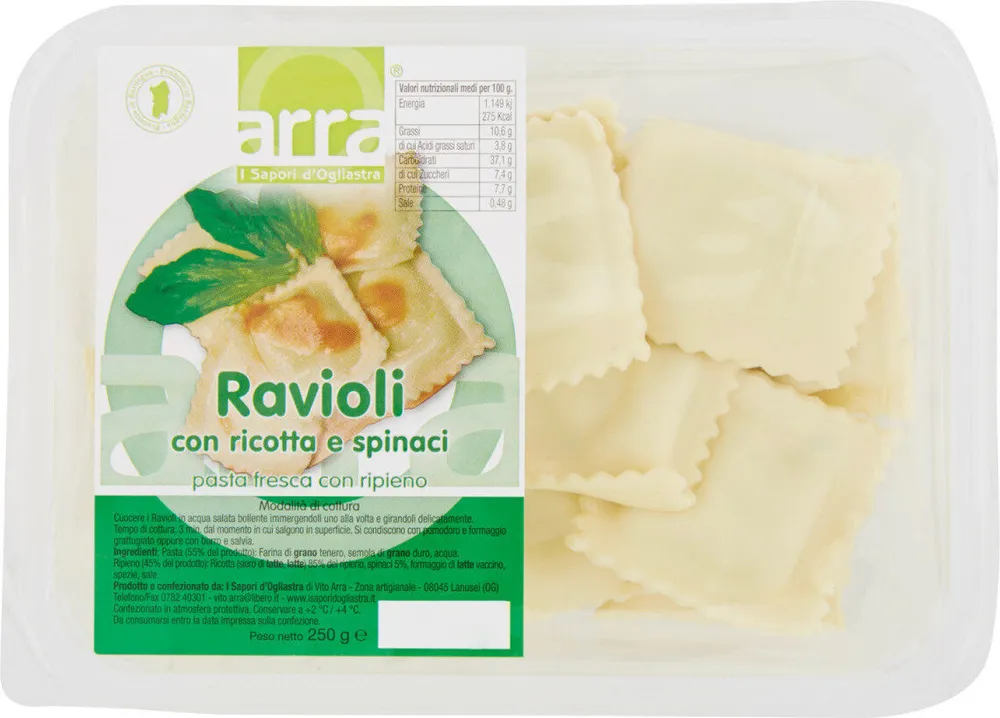 Ravioli con ricotta e spinaci