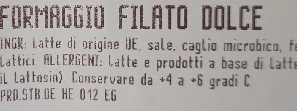 Formaggio filato dolce