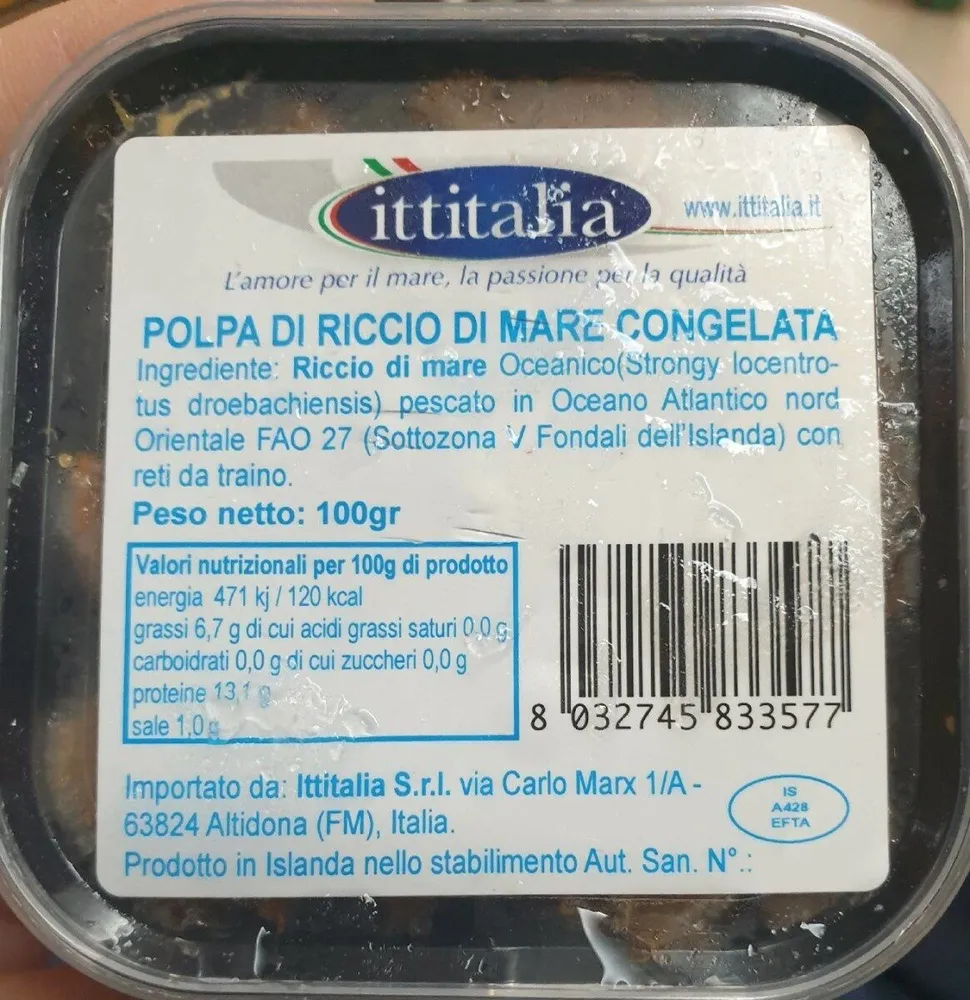 Polpa di riccio di mare congelata