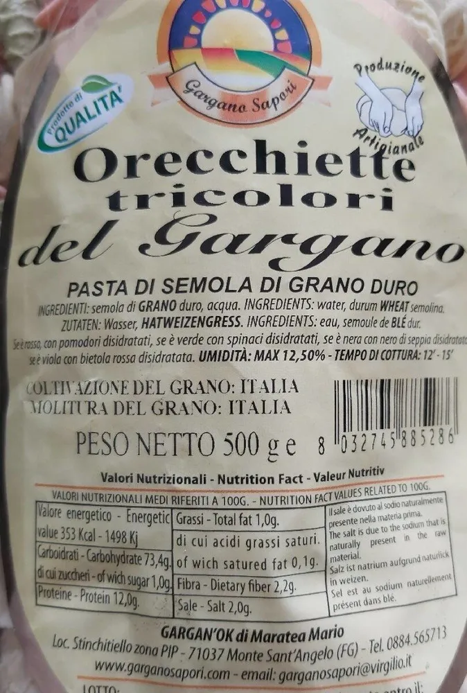 Orecchiette tricolori del gargano