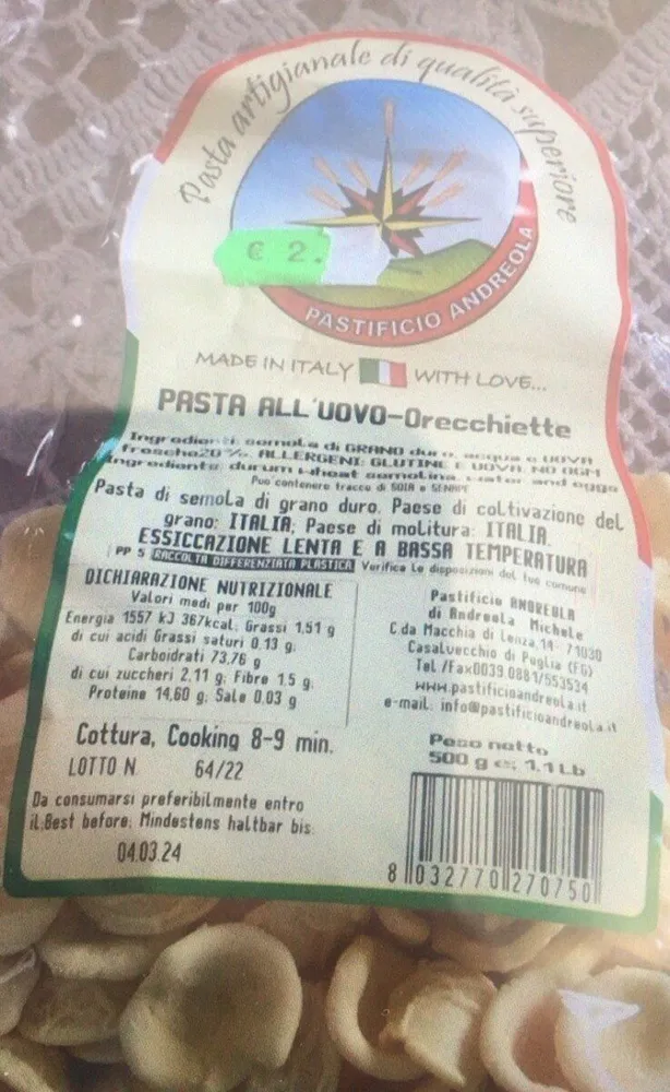 Pasta all’uovo-Orecchiette