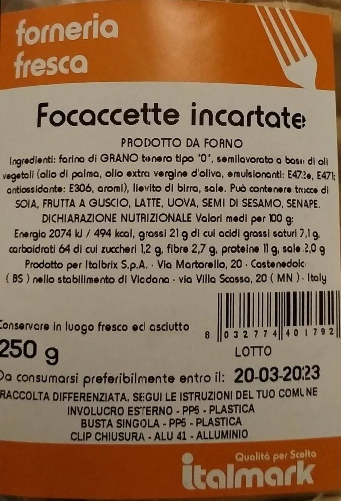 Focaccine invartate