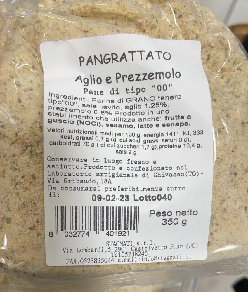 Pangrattato aglio e prezzemolo