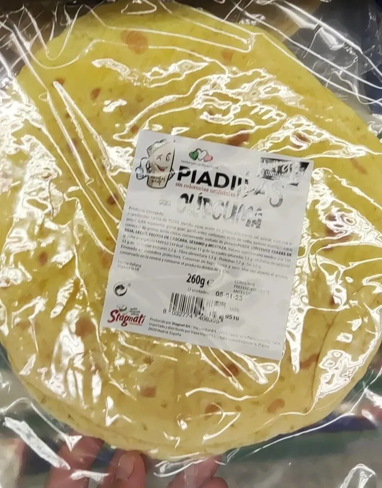 Piadillas con cúrcuma