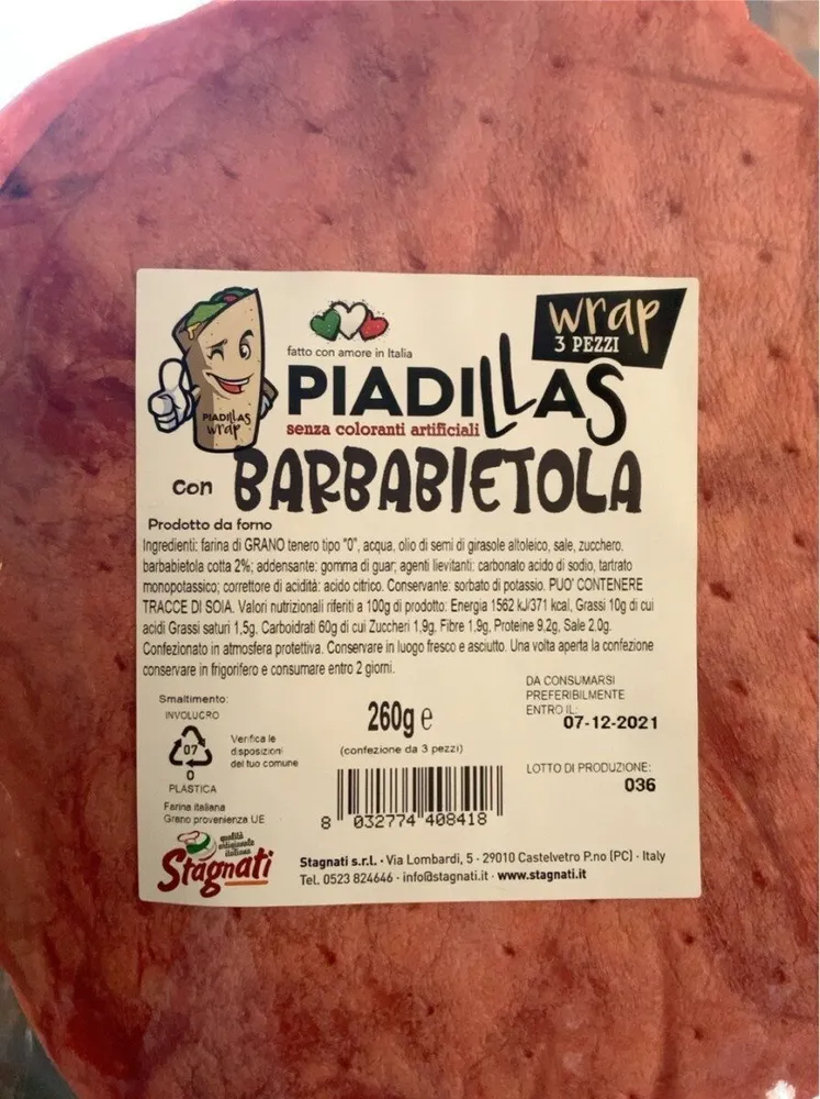 Piadillas con Barbabietola