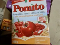Tomaten feine Stückchen mit rotem Paprika und Chili
