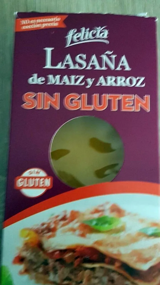 Placas de lasaña sin gluten