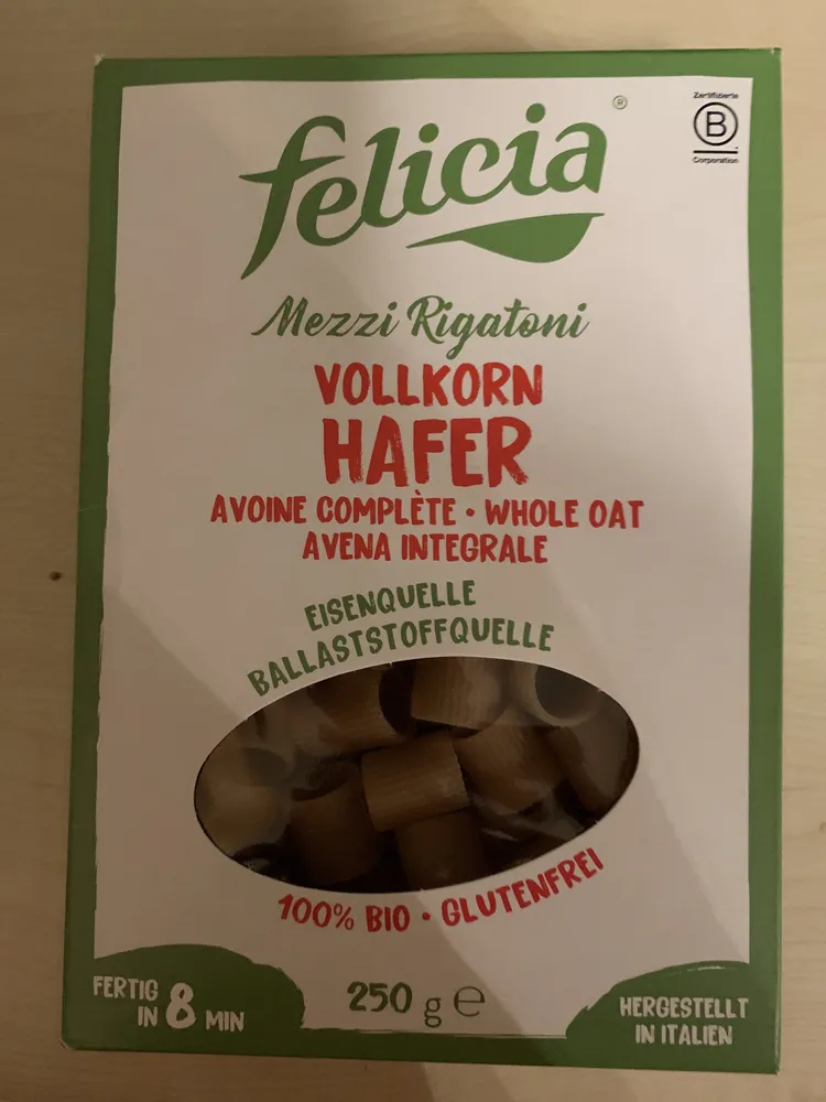 Mezzi Rigatoni Vollkorn Hafer