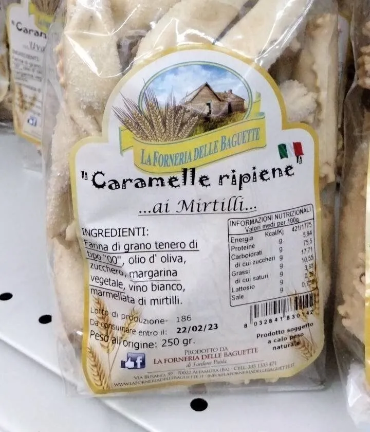 Caramelle ripiene ai mirtilli