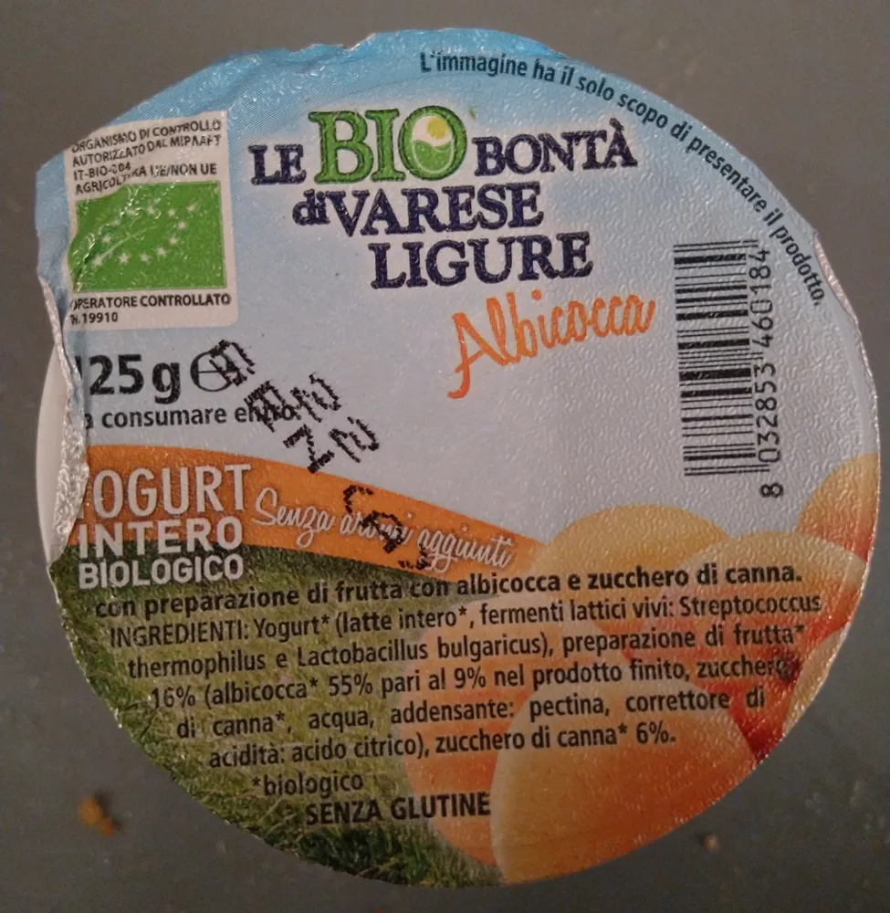 yogurt intero biologico albicocca
