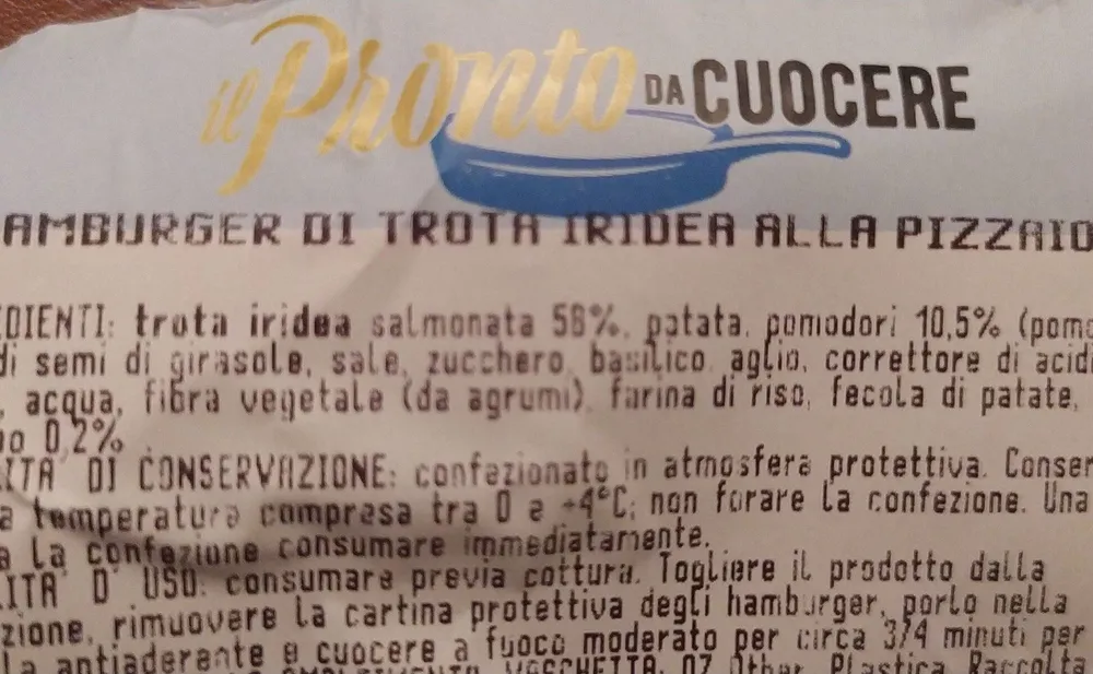 Hamburger di trota iridea alla pizzaiola