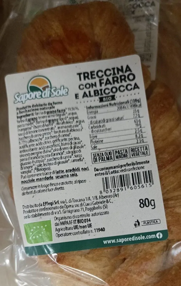 Treccina con farro e albicocca