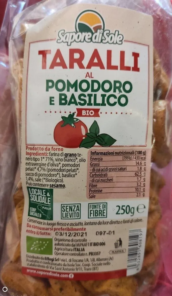 Taralli al pomodoro e basilico