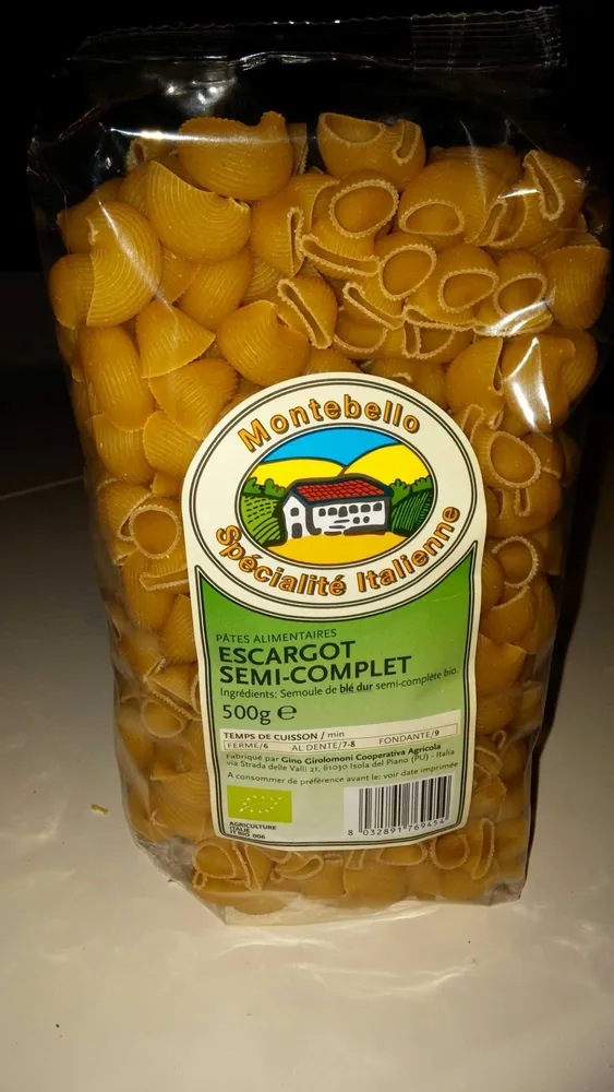 Pâtes alimentaires Escargot semi-complet