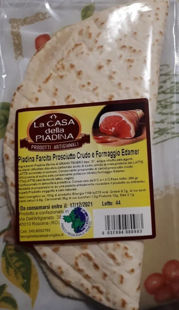 Piadina farcita prosciutto crudo e formaggio edamer