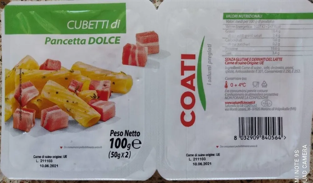 Cubetti di pancetta dolce