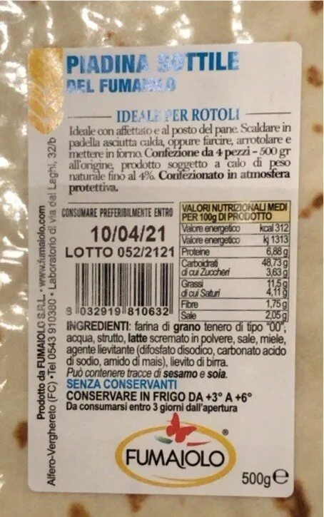 Piadina sottile del fumaiolo
