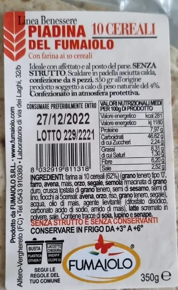 Piadina 10 cereali