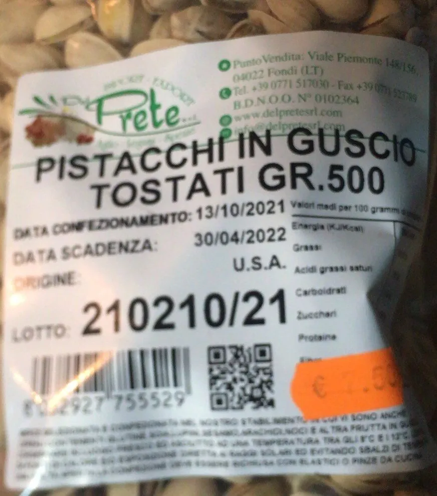 Pistacchi in guscio tostati
