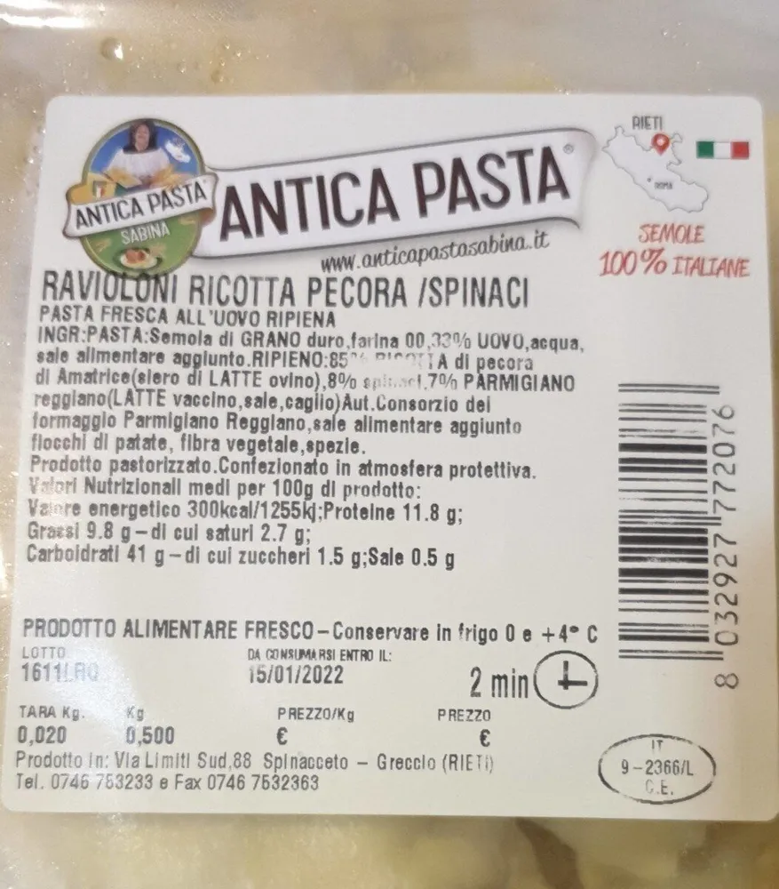 Ravioloni ricotta pecora e spinaci