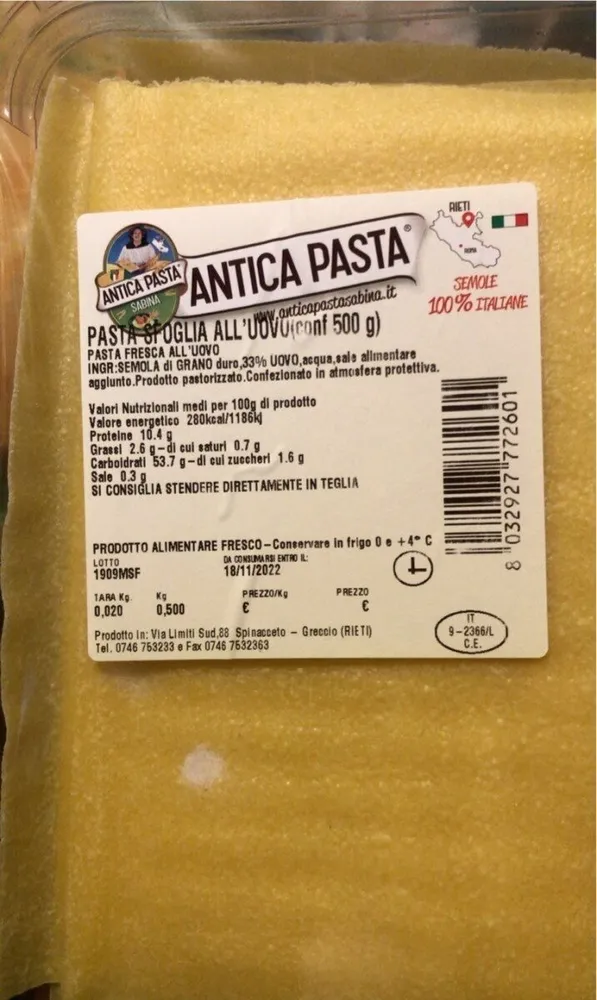 Pasta sfoglia all’uovo