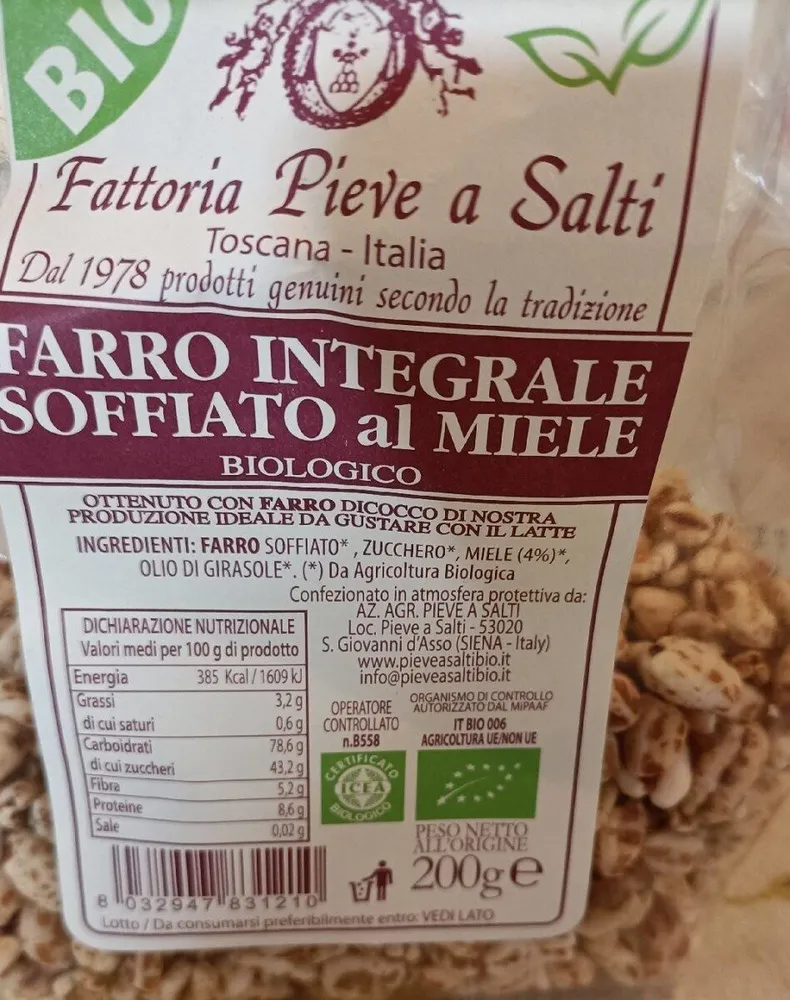 Farro integrale soffiato al miele