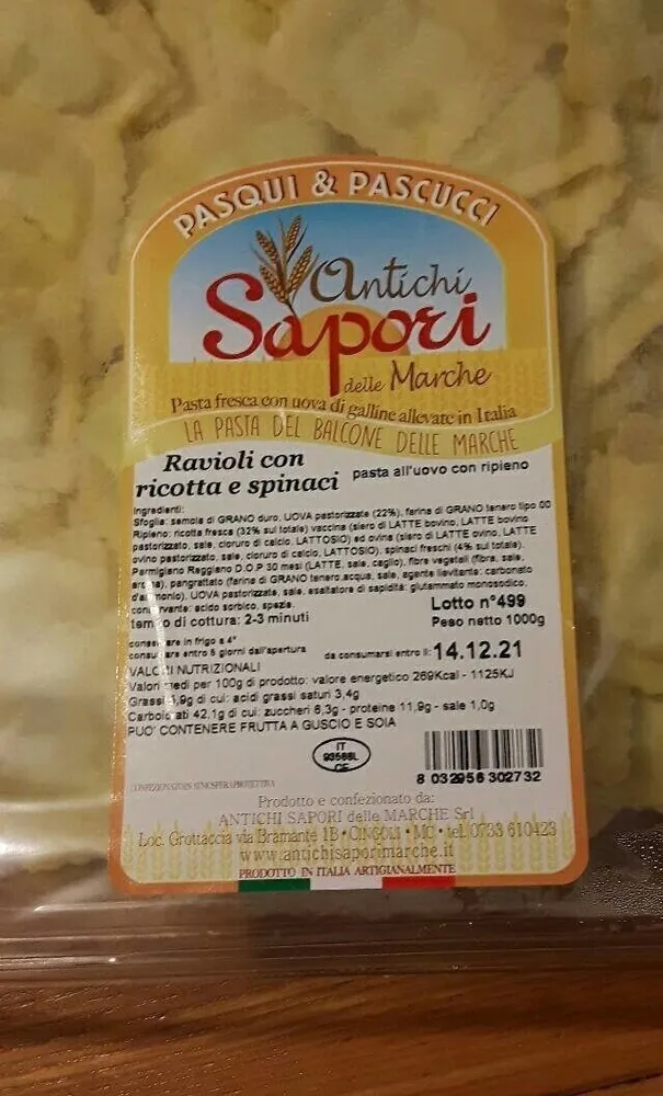 Ravioli con ricotta e spinaci