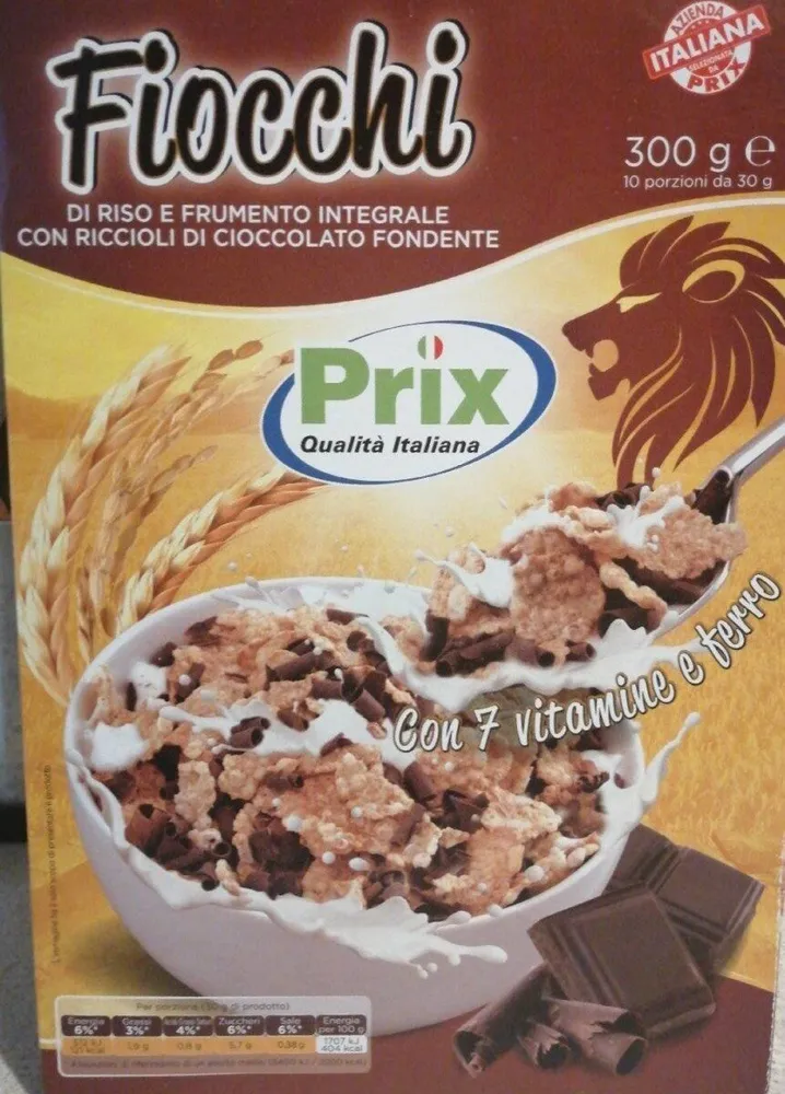 Fiocchi di riso e frumento con cioccolato fondente
